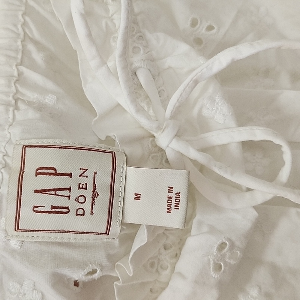 Gap × DÔEN 100% Cotton  Eyelet Midi Dress  Elegant White  Dress Size Meduim - Picture 15 of 16